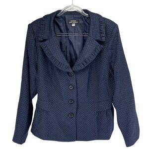 Giorgio Sant'Angelo Women's 20W Navy Chevron Pleated Shawl Collar Blazer Jacket